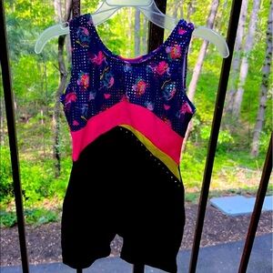EYE catching Girl’s neon, sparkly, studded gymnastic’s unitard freestyle/Danskin